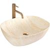 Rea - Lavabo Da Appoggio Freja Travertine Matt In Ceramica,Beige, Ovale 51X39,5X14cm