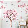 MASCLN adesivi decorativi Adesivo da parete con rami di fiori di pruno rosa e uccelli Decal decorazione murale per Casa Decorazione Soggiorno Camera da Letto
