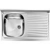 Yellowshop - Lavello appoggio inox piano 1 vasca a sx o dx cm 80x50 con sifone e piletta Mondial (Piano a Dx)
