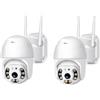 GRAZIANISTORE 2 PEZZI Telecamera PTZ WiFi Esterno ICSEE - Camera Wireless Smart con Speed Zoom per Sicurezza Esterna, Visione Notturna, Rilevamento Movimento …