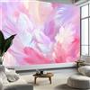 Generic Carta da parati fotografica non tessuta Rosa, Fantasia Astratto Piume murales per camera da letto soggiorno TV corridoio salotto - 300 x 210 cm