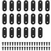 WITPOCE 20 staffe piatte in acciaio inossidabile, resistenti staffe angolari dritte con 40 viti per il fissaggio di sedie in legno, librerie, finestre, mobili, colore nero