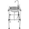 Shalmidor Lavello autoportante, 38 x 33 x 75 cm, in acciaio inox, con rubinetto, tubo di scarico, lavabo per esterni, garage, ristorante, lavanderia