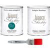 bianco Shabby CHALK PAINT Ottanio (2021) & FINITURA + PENNELLO - Pittura Shabby Chic EXTRA OPACA (1 Litro) + Finitura Trasparente Opaco (1 Litro) + 1 Pennello Pro 40 mm