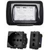 Di Tutto Per Tutti® Kit Placca Scatola 503 Premontato IP55, 3 Moduli Presa Schuko + Presa Bipasso 10/16A, Compatibile Con Bticino Living, Colore Nero, Placca Stagna Idrobox Incasso Da Esterno