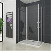 OCEAN ITALY S.R.L. Box Doccia Angolare Due Porte a Battente 90x90x195 cm Rotazione di 180 Gradi Vetro Temperato Anticalcare 6 mm 2 Barre Stabilizzatrici