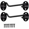 TopHomer (7,6 cm) 2 ganci per porta e chiavistello nero da 7,6 a 30,5 cm, in acciaio inox resistente, gancio per cabina cancello serratura per finestra, giardino, porta garage