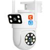 KEYQEEN Telecamera IP Tuya PTZ WIFI a doppia lente 2K 4MP, telecamera di sicurezza per visione notturna con tracciamento automatico, sorveglianza audio e video a 2 vie,4mp+128g