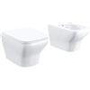 Parama Sanitari in Ceramica Sospesi Vaso Bidet Rimless Bianco Lucido Sedile Soft-close Chiusura Rallentata Mod. Havana