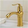 Generic Rubinetto per lavabo da bagno vintage dorato - Rubinetto miscelatore retrò a maniglia singola per acqua calda e fredda rubinetti corti per lavabo design elegante a foro singolo per arredamento