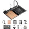 Generic 85 x 50 cm Lavello Da Cucina In Acciaio Inox,Vasca Singola Lavello Da Cucina A Cascata,Con Display Digitale Rubinetti Retrattili,Cestello Di Drenaggio, Dispenser Sapone, Sifone,Troppopieno E Accessori