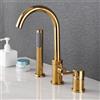 XJTNLB Rubinetto Bordo Vasca da Bagno a Doppia Croce Rubinetteria Bordo Vasca 3 Fori, Rubinetto Girevole con Soffione e Doccetta Oro,3 Fori