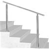 SWANEW Corrimano Acciaio Inox 100 * 4.2 * 106.5cm,0 traverse,Ringhiera con kit di installazione,Passamano per Interni o Esterni