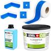 LEVEL PLUS Dichtset 9,5 Kg Flüssigfolie, 2 Innenecken, 2 Wandmanschetten, 5m Dichtband, Tiefengrund 1 L Abdichtungsset Bandset Dusche Bad Küche SET323