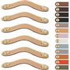 LEREATI 6 Pezzi Maniglie per Mobili in Pelle, Maniglie Armadio Pomelli per Cassetti in Similpelle Pomello, Maniglia per Mobili, Cassetti, Cucina (per Distanza dei Fori 96mm, Oro + Beige)