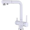 XJTNLB Rubinetto Cucina 3 Vie Bianco Rubinetti Cucina con Doccetta Estraibile Doppio Beccuccio Miscelatore Rubinetto Cucina 3 Vie Acqua Pura per Lavello con Doppia Leva