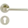 domino Maniglia per porta Set maniglia a leva cilindro profilato PZ Rosetta rotonda Maniglia per porta d'ufficio, cantina e porta interna Ferramenta per porte in alluminio nichel Set maniglia TIPO-R