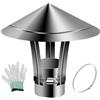 Generico Cappello Camino 50-160 Mm Tappo Antipioggia Per Tetto In Acciaio Inox 201, Copertura Per Tubo Della Stufa Con Accessori E Guanti, Tubi Di Scarico Per Caminetto(50 mm/2 in)