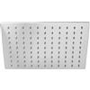 Inbagno Soffione doccia rettangolare cromato 30x20 cm, in acciaio inox con supporto a snodo orientabile e ugelli anticalcare, spessore 6 mm