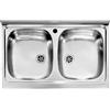 MABEL Lavello da Appoggio in Acciaio Inox Doppia Vasca 50 x 80 cm