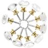 Frolahouse 10 pomelli in vetro cristallo da 40 mm per cassetto, maniglia per armadietti e armadietti con base in lega di zinco dorata, 10 pezzi