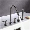 XDSMB Miscelatore Vasca da Bagno con Doccetta Rotazione di 360° 2 Modalità Rubinetto per Bordo Vasca 5 Fori,grigio