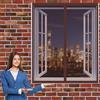 GUOGAI Magnetica Finestra Premium 140 x 240 cm Easy to Install Senza Fori Zanzariera Magnetica Adesivo Aria Fresca in & Keep Bugs Out per Windows, Marrone