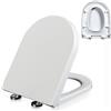 Wttfc Sedile WC con Chiusura Ammortizzata, Tavoletta WC con Funzione di Sgancio Rapido, Facile da Montare e Pulire, Copriwater Universali Forma di D/U, Coperchio WC in PP, Bianco, 02C, 45x36.4cm