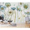 XLMING Carta da parati 3D Murale Fiori Blue Poppies Modern Roses Papers Background Casa europea e americana Carta da parati fotomurali poster murale Soggiorno camera letto-430cm×300cm