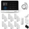 HUXGO® HXA003 Allarme casa senza fili WiFi + GSM con sirena | Kit allarme con 1x rilevatore di movimento, 12x sensori per porte e finestre, telecomando | TUYA Smartlife App