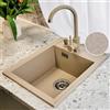 empiria SINK QUALITY SINK QUALITY - Set completo di lavello in granito, 40 x 50 cm, con rubinetto da cucina, dispenser di sapone, sifone e impregnazione, lavello senza scolapiatti per mobiletti a partire da 40 cm di