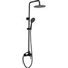 VALAZ Colonna Doccia con Miscelatore | Colonna Doccia con Soffione e Doccetta | Monocomando, Barra Regolabile, Installazione Facile e Veloce | Acciaio Inox, Rotonda, Nero Opaco, Serie Ebro