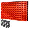 Prosperplast Set 6 pannelli per officina con kit di 120 contenitori Inbox misura 2 arancione