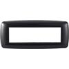 Electron 1 Placca bombata, 7 moduli/posti, Compatibile Con BTicino Living, acciaio scuro, cornice nera, Placche arrotondate, Plastica di alta qualità, 100% compatibile con supporti e moduli originali