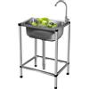 ZJDCQGS Lavabo Indipendente in Acciaio Inox, Lavandino Per Garage Lavandino Commerciale con Rubinetto Lavelli Autoportante Lavello Esterno Lavabo Cucina Lavamani Professionale 38X32cm