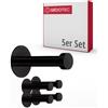 Gedotec Ganci Appendiabiti | PANTHER | profondità gancio 52 mm | 5 pezzi | nero appendiabiti in acciaio inox | gancio cappotto vintage | gancio da parete con materiale di fissaggio