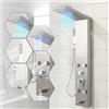 Vkechh Pannello doccia con rubinetto, 5 funzioni, pannello doccia in acciaio inox con LED a pioggia e cascata, doccetta a mano, ugelli massaggianti e colonna doccia