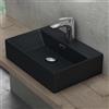 doporro Lavabo Bagno in Ceramica Nero Opaco 51x36x13 cm - Lavabo Sospeso o da Appoggio Piccolo con Foro Rubinetto e Troppopieno, Brüssel206