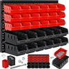 MASKO® Scatole Impilabili, Mensola a Muro, Scatole Portaoggetti Visibili, Mensola Inclinabile, Mensola Collegabile, 32 parti - Nero/Rosso
