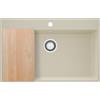 PRIMAGRAN Lavello da Cucina Beige 78x50cm, Lavandino in Granito a 1 vasca + Sifone Classico + Tagliere, Lavabo da Cucina Incasso al Mobile 80cm - Riga S434