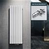 ELEGANT Radiatore di design piatto, 1600 x 539 mm, con termostato cromato multiblocco, colore bianco, doppio strato, verticale, collegamento centrale