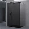 doporro Box Doccia Walk-In 140x200 cm, Parete Doccia Fissa in Vetro Temperato Fumé 10 mm con Barra Stabilizzatrice Regolabile e Profilo Nero Opaco - Bremen02VG