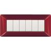 Electron 1 Placca, Made in Italy, 6 moduli/posti, Compatibile Con BTicino Matix, colore amaranto, rosso scuro, Placche In plastica di alta qualità, 100% compatibile con i supporti e i moduli originali