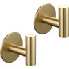 Tecmolog Appendi Accappatoio Bagno Acciaio Inossidabile Senza Foratura Porta Gancio Accappatoio Oro Spazzolato, 2 Pezzi, SBH235J-2