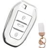 NEUHOO Accessori auto per Jeep Avenger 2022-2024 2025 custodia portachiavi e portachiavi, custodia portachiavi in silicone (bianco-1)