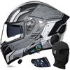 ACLFFSHOP Caschi da Moto Modulari Bluetooth, Casco da Moto a Doppia Visiera Integrale Omologato DOT/ECE, con Doppio Altoparlante e Microfono, per Adulti Uomini e Donne M~XXL