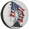Mexpekil Copertura per ruota di scorta bandiera americana Statua della Libertà Protezioni per ruote resistenti alle intemperie Copricerchi Universale Misura per Rimorchi Camper Pneumatico 17 Pollici