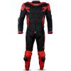 BI ESSE - Tuta da MOTO intera in pelle e tessuto, ideale per strada, viaggi lunghi, touring, pitbike, completa di gobba e protezioni rigide certificate (Rosso/Nero, XL)