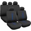 Rebeca Shop Coprisedili Universali In Poliestere Compatibili Per Yaris Con Sedili Standard Con 2 Zip Sui Schienali Posteriori Modello C (Nero/Blu Scuro)