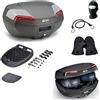 MOTO SPORT MONDO COMPATIBILE CON YAMAHA T-MAX 500 BAULETTO E46 RIVIERA VALIGIA TOP CASE MONOLOCK 46 LT BAULE PER MOTO SCOOTER CON PIASTRA E KIT UNIVERSALE PER PORTAPACCHI POSTERIORE